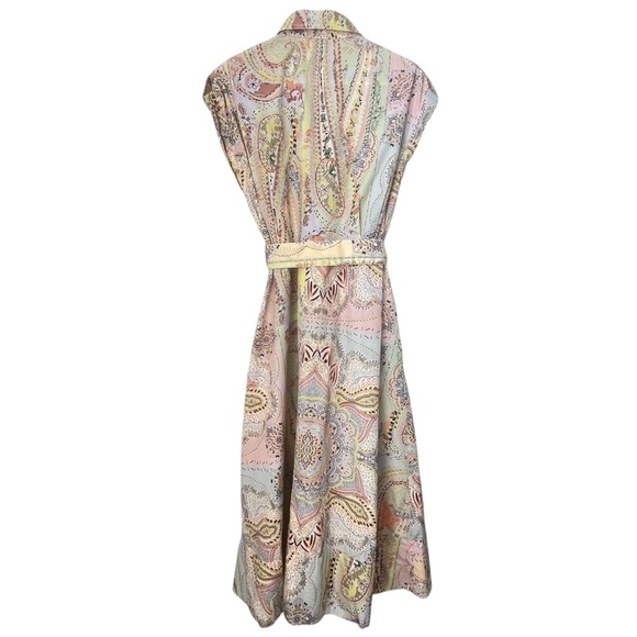 Zara Paisley Printed Midi Belted Shirt Dress Size XL - Picture 2 of 15